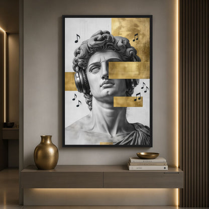 David Headphones Trendy Art Framed Canvas