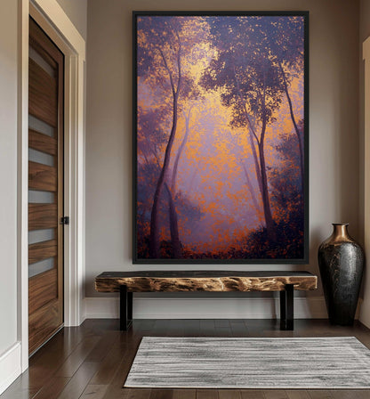 Purple & Gold Abstract Forest Canvas Print Detail | PaintFu