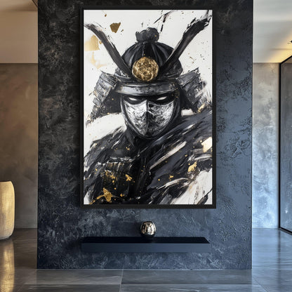 Samurai Warrior Modern Art Canvas Print Detail | PaintFu