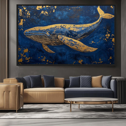 Blue Whale Modern Art Framed Canvas