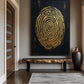 Finger Print Modern Art Black Gold Framed Canvas