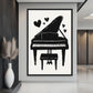 Black And White Piano Minimalist Art Framed Canvas