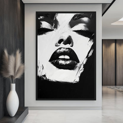 Black And White Abstract Female Canvas Print Detail | PaintFu