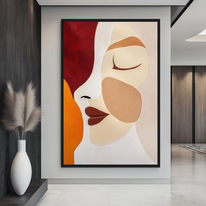 Female Face Minimalist Art Canvas Print Detail | PaintFu