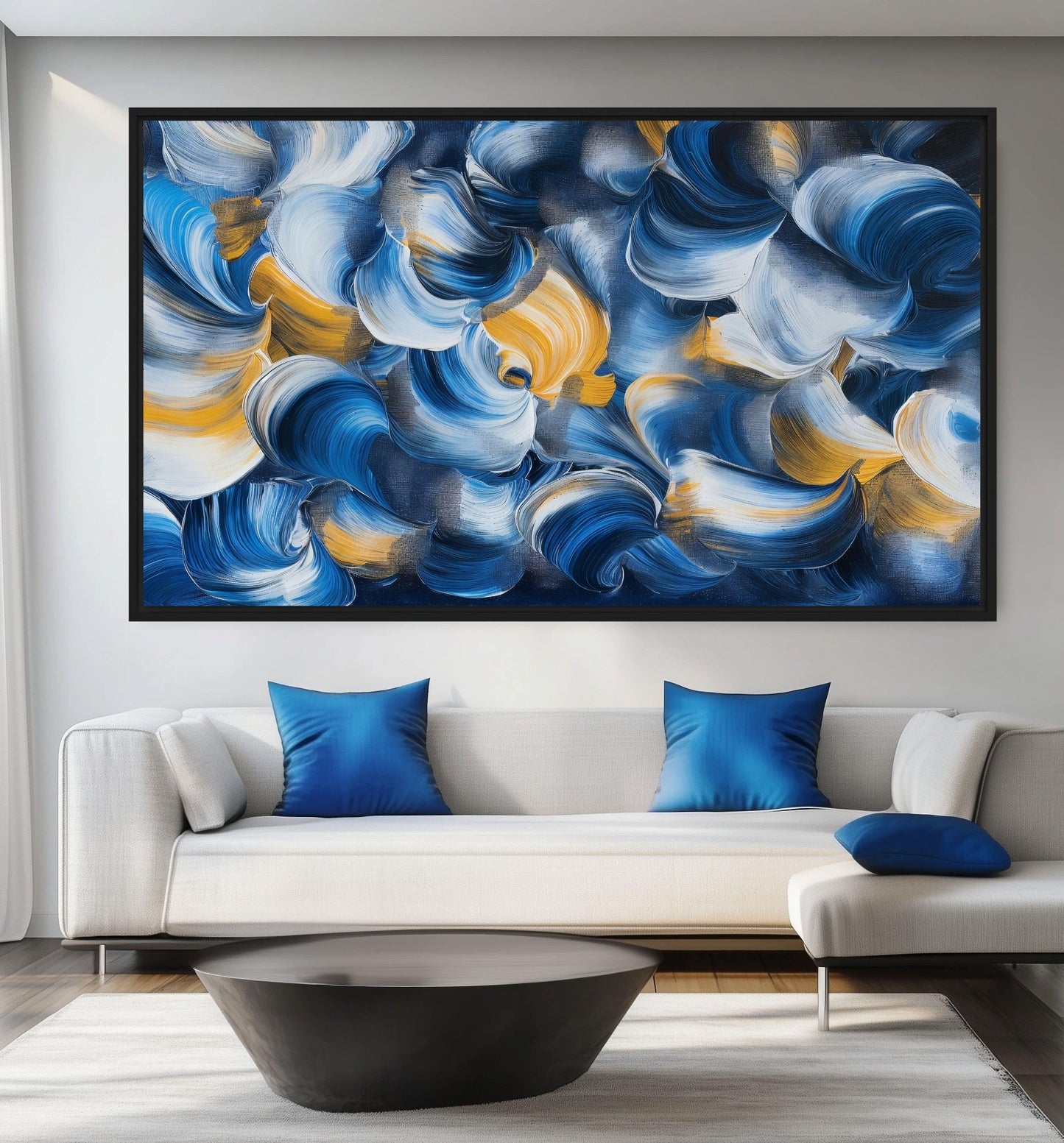Blue Abstract Art Framed Canvas