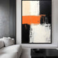 Black White Orange Modern Art Framed Canvas