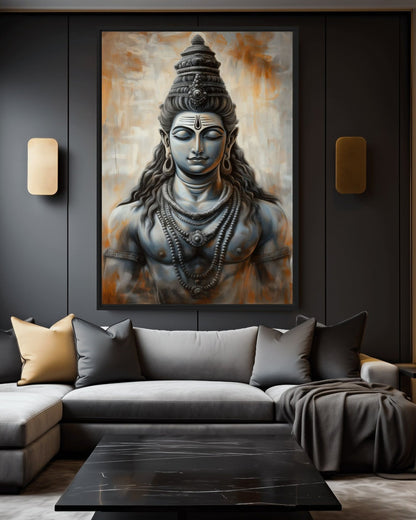 Shiva Portrait Spiritual Art Canvas Print Detail | PaintFu