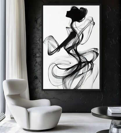 Female Figure Line Art Canvas Print Detail | PaintFu