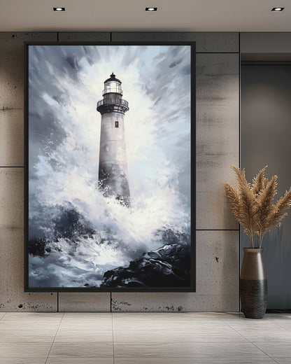Nautical Lighthouse Seascape Canvas Print Detail | PaintFu