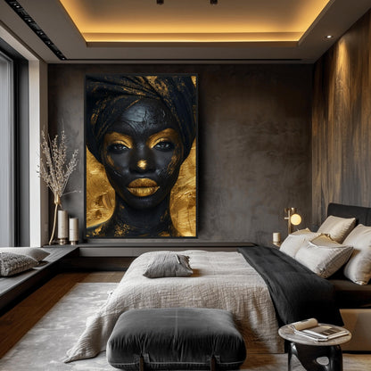 African Woman in Gold Art Digital Print