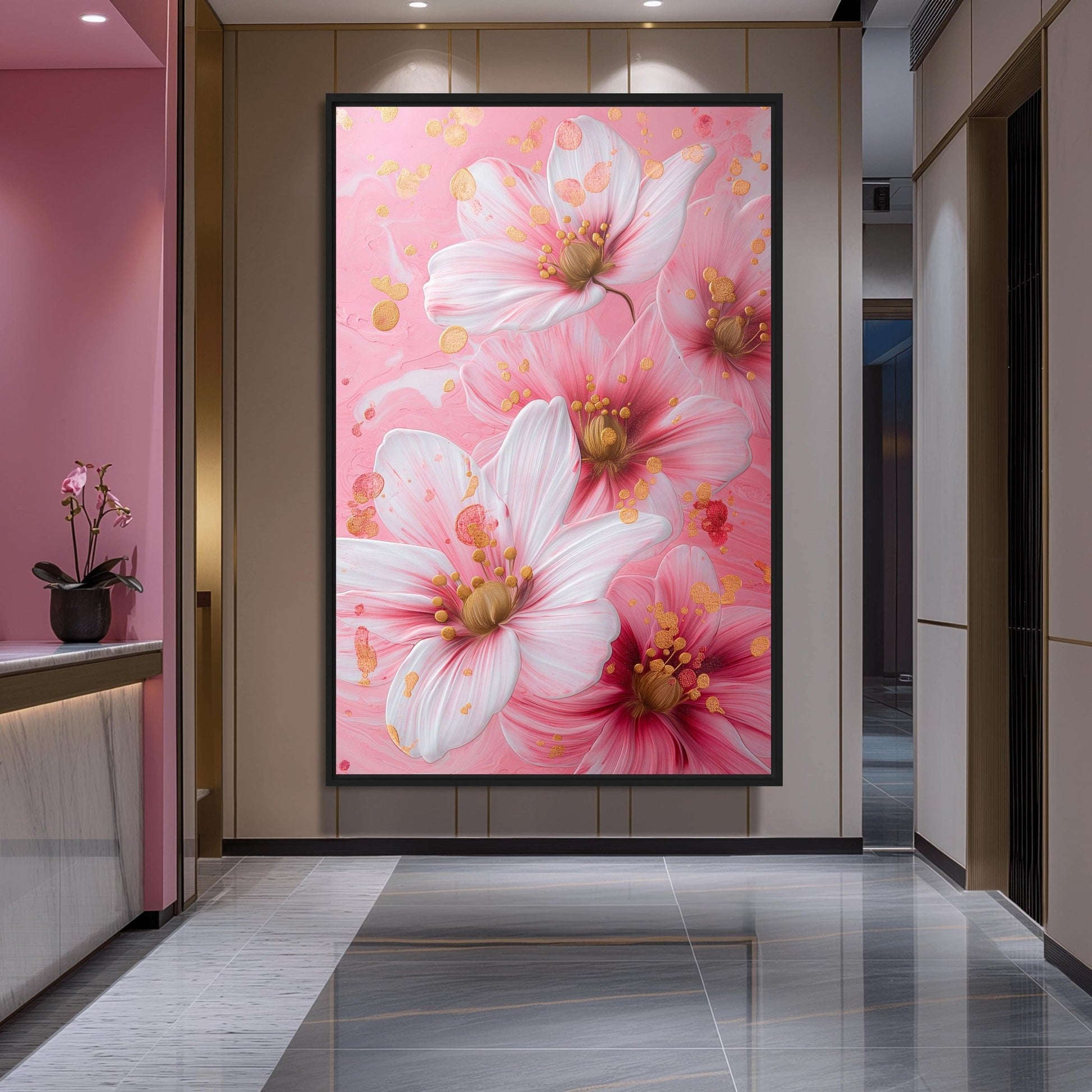 White Pink Flowers Floral Art Digital Print