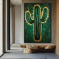 Cactus Green & Gold Modern Art Framed Canvas