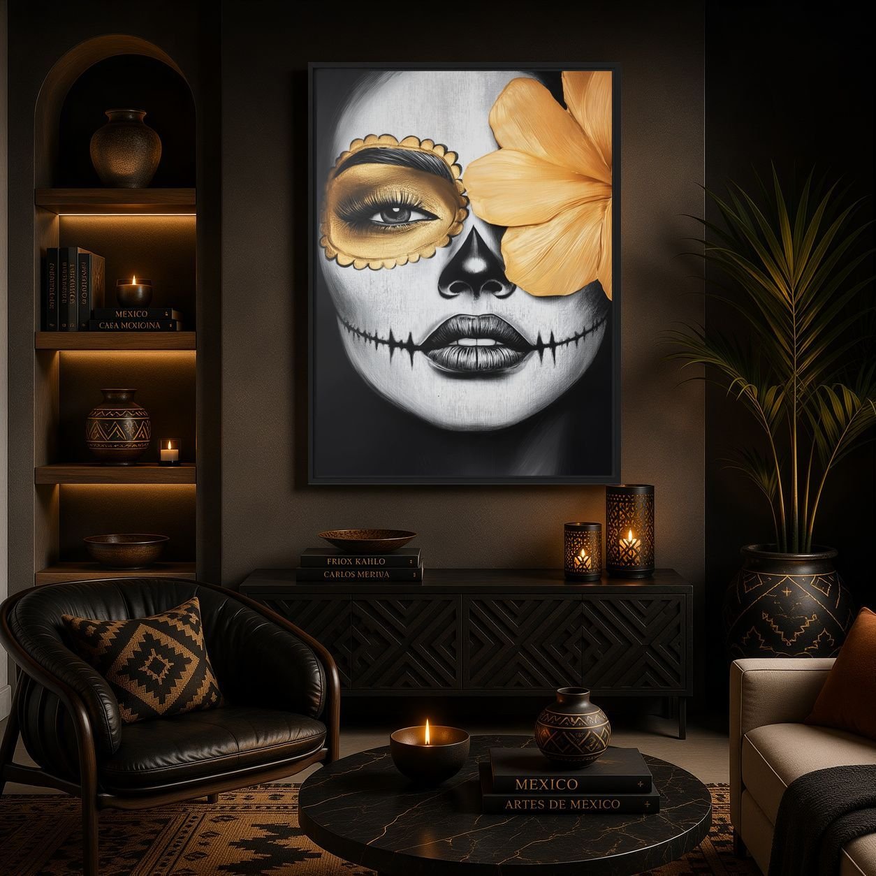 Sugar Skull Woman Portrait Framed Canvas - PaintFu