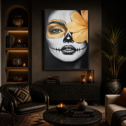 Sugar Skull Woman Portrait Framed Canvas - PaintFu