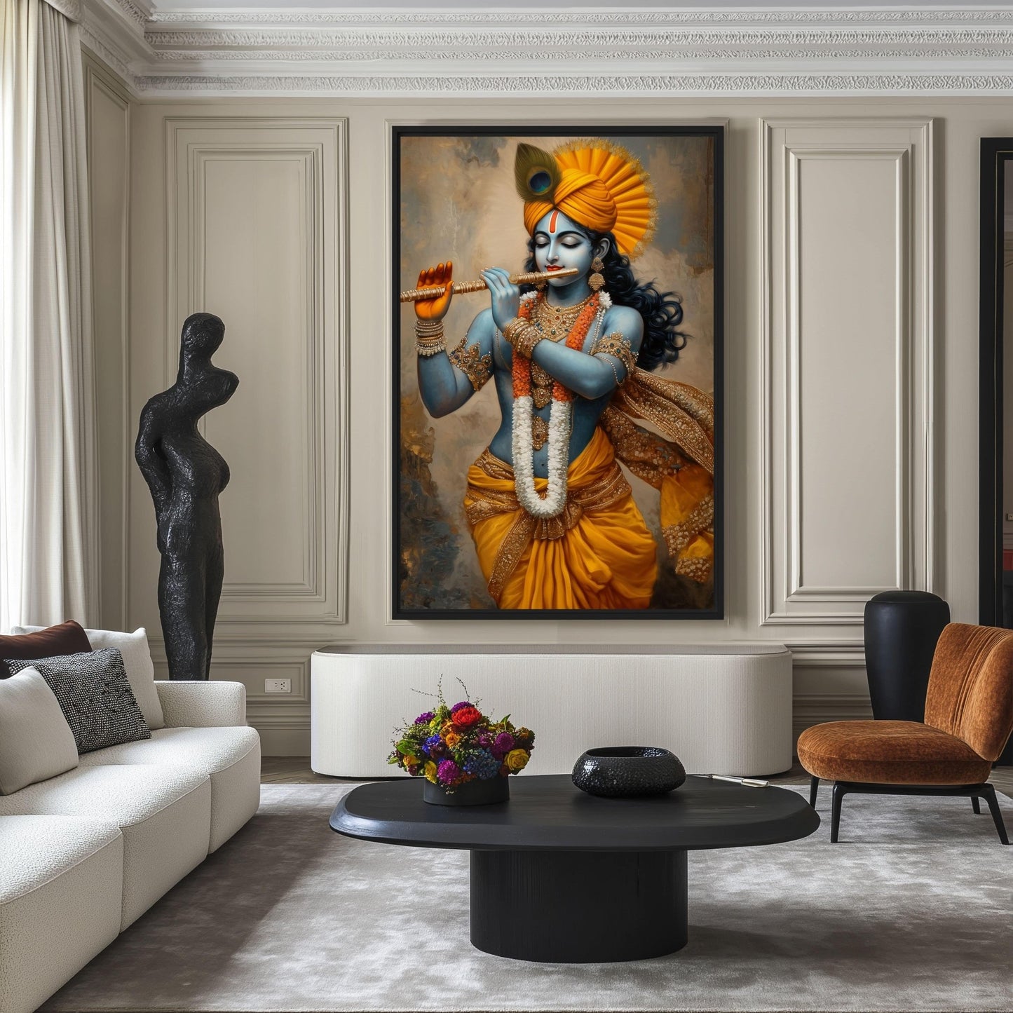 Lord Krishna Spiritual Art Framed Canvas