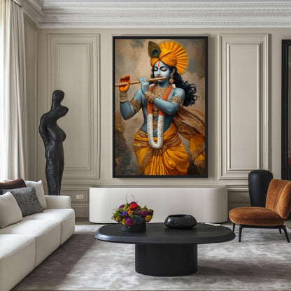 Lord Krishna Spiritual Art Canvas Print Detail | PaintFu