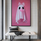 Cute Ghost Blowing Bubblegum Framed Canvas