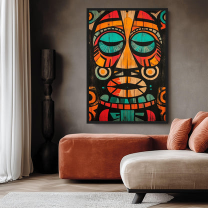 Mayan Mask Mexican Folk Art Digital Print - PaintFu