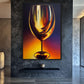 Wine Glass Abstract Art Framed Canvas