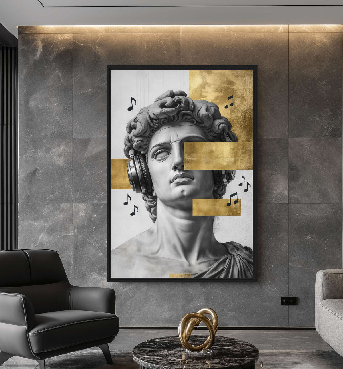 David Headphones Trendy Art Framed Canvas