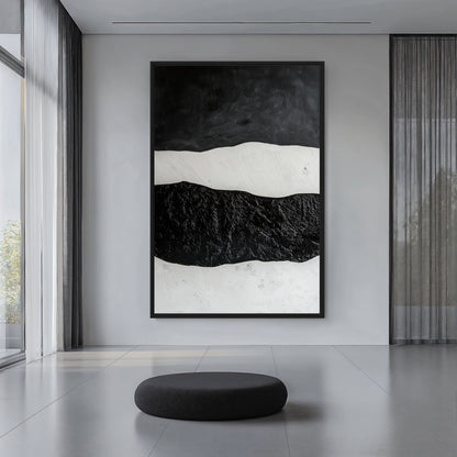 Black White Wabi Sabi Art Framed Canvas