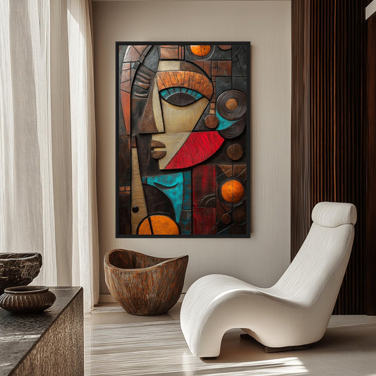 Mayan Mask Mexican Art Framed Canvas