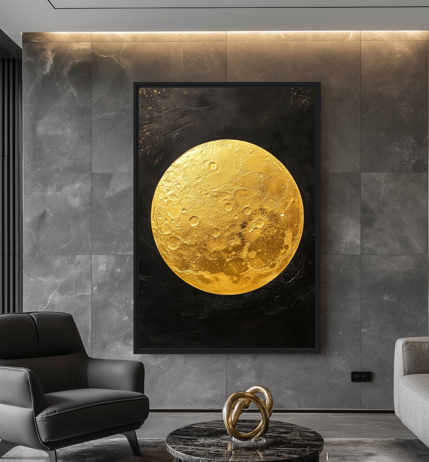 Full Moon Celestial Art Framed Canvas