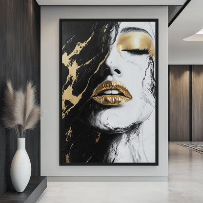 Woman Portrait Modern Art Canvas Print Detail | PaintFu