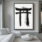 Japanese Torii Gate Minimalist Art Framed Canvas