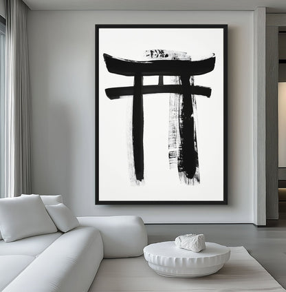 Japanese Torii Gate Minimalist Art Canvas Print Detail | PaintFu