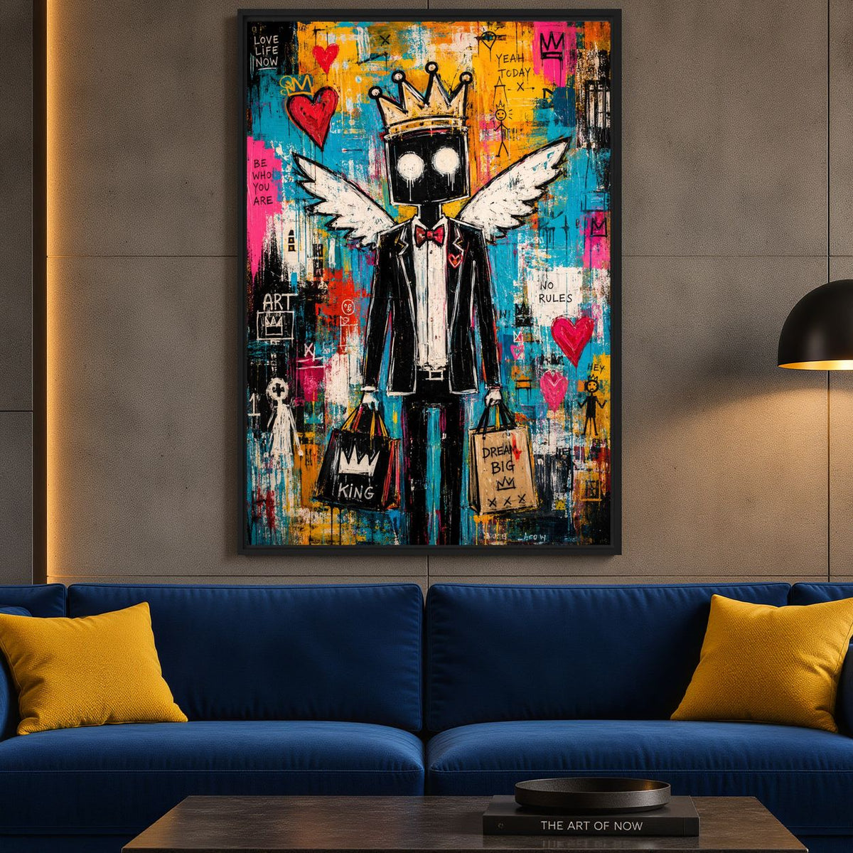 Angel King Graffiti Art Framed Canvas