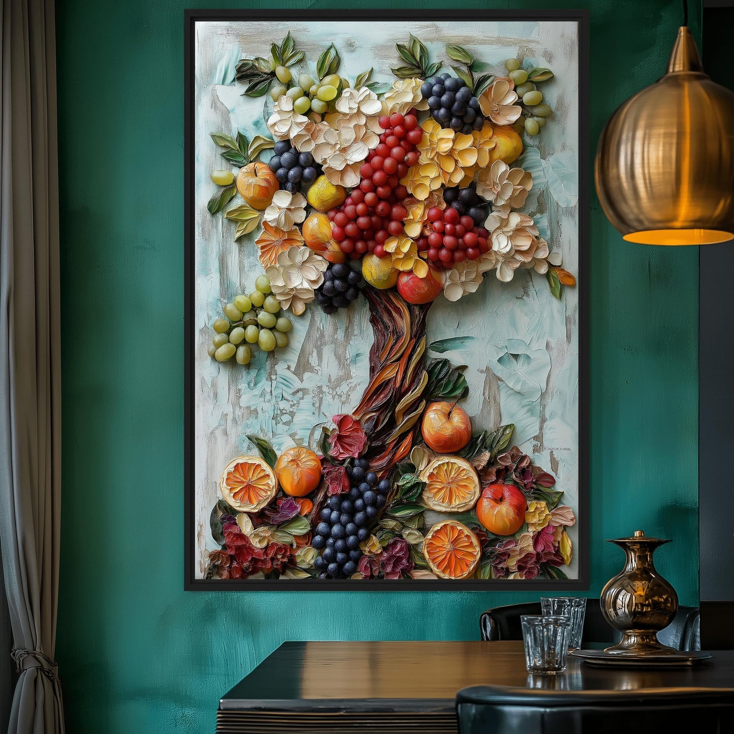 Fruit Tree Kitchen Wall Art Framed Canvas