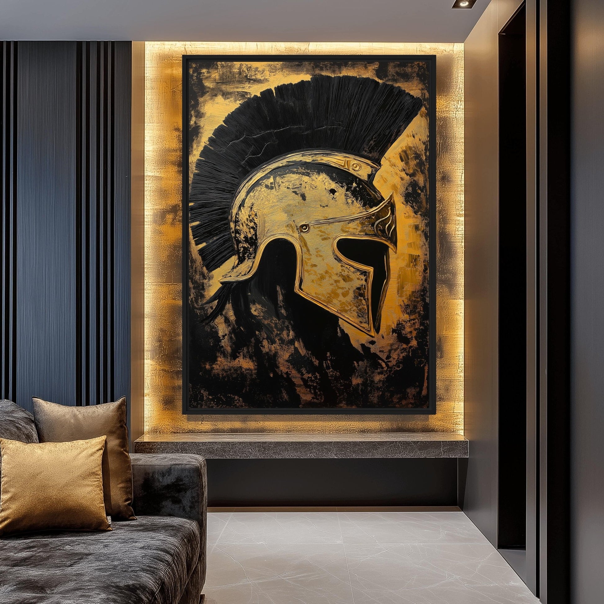 Spartan Warrior Modern Art Framed Canvas