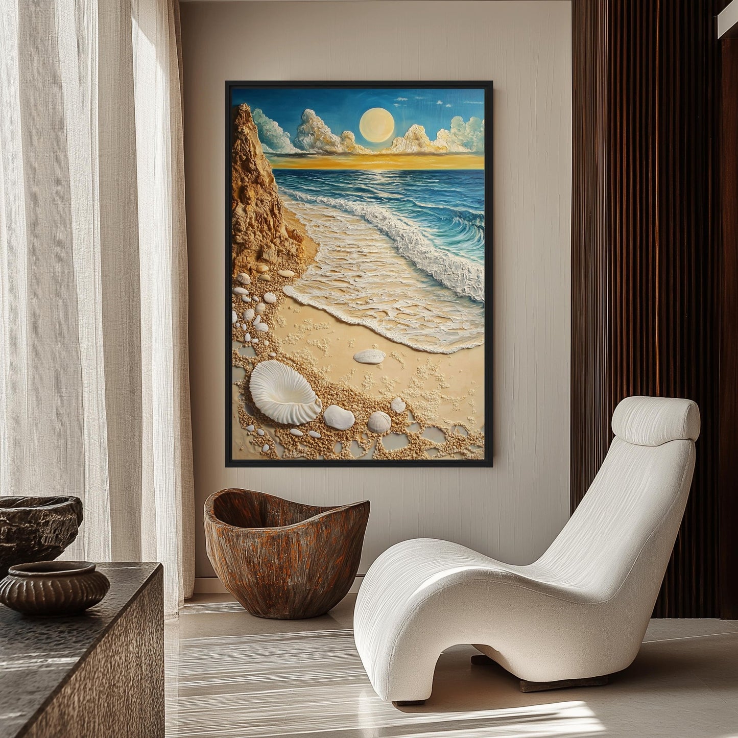 Beach Art Boho Style Framed Canvas