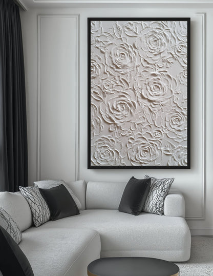 Roses Embossed Art Canvas Print Detail | PaintFu