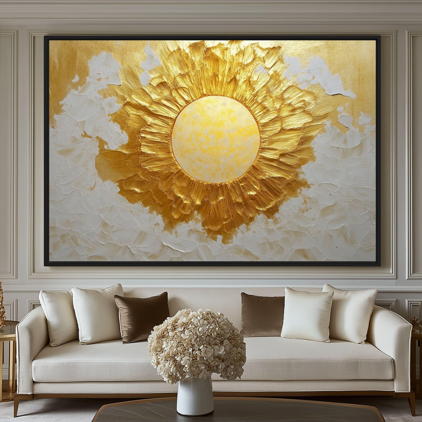 Sun Modern Art Framed Canvas