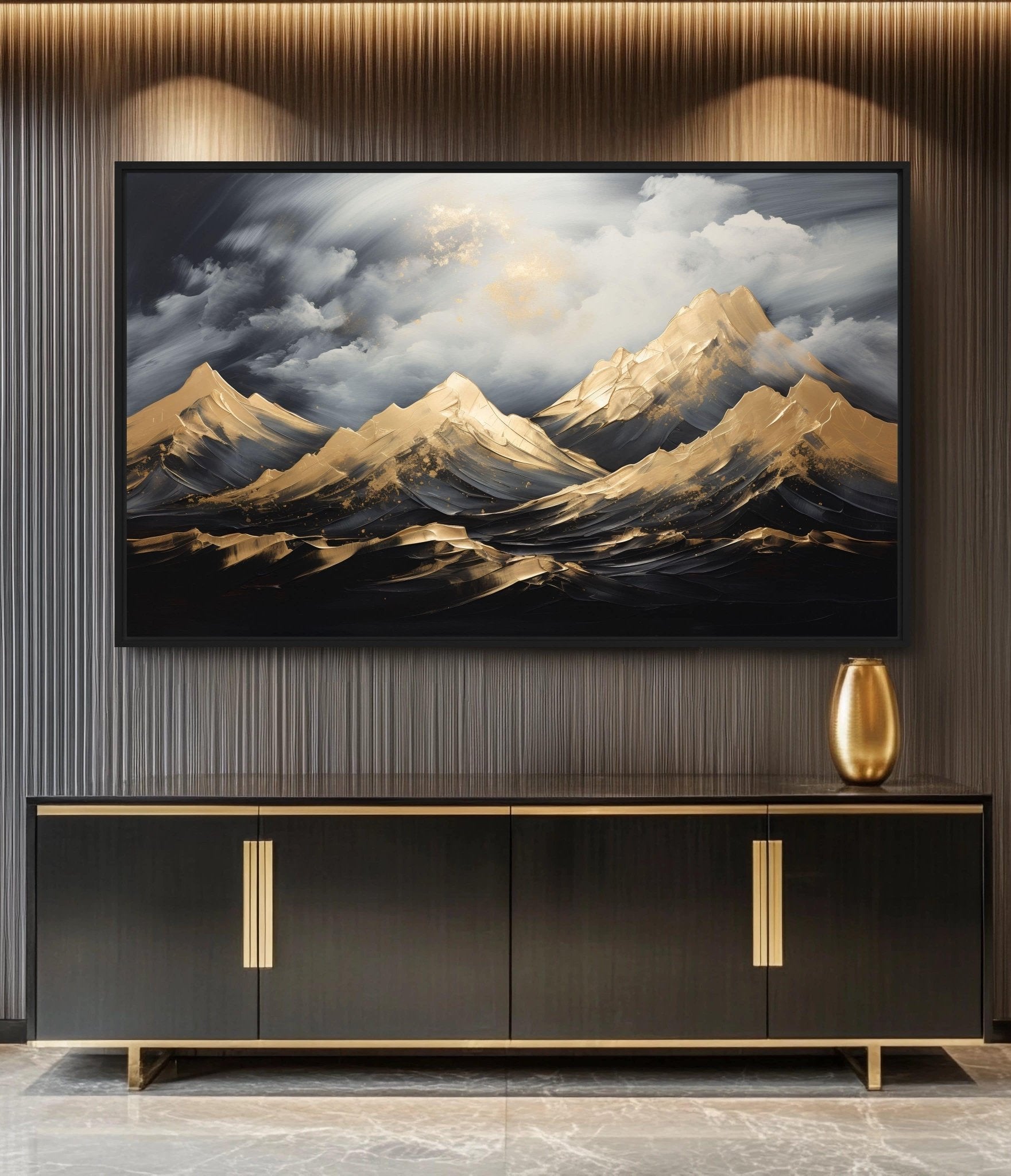 Mountains Landscape Art Framed Canvas
