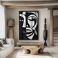 African Abstract Art Black and White Framed Canvas