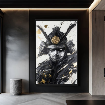Samurai Warrior Modern Art Canvas Print Detail | PaintFu