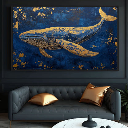 Blue Whale Modern Art Framed Canvas