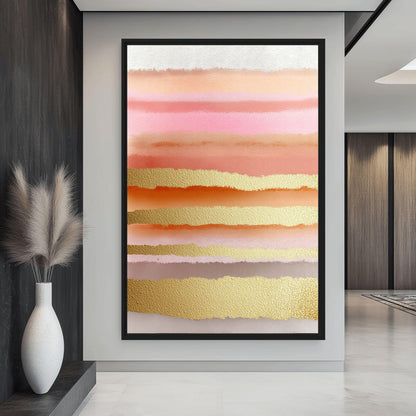 Pink & Gold Abstract Artwork Canvas Print Detail | PaintFu