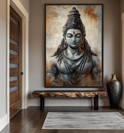 Shiva Portrait Spiritual Art Canvas Print Detail | PaintFu