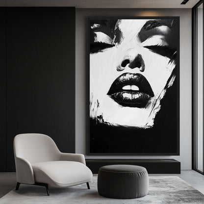 Black And White Abstract Female Canvas Print Detail | PaintFu