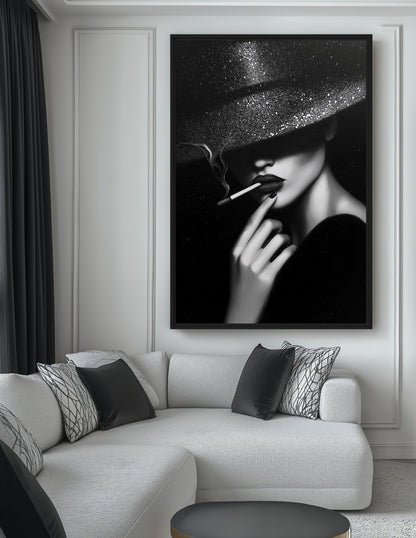 Woman Smoking Fashion Art Canvas Print Detail | PaintFu