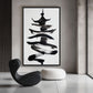 Chinese Pagoda Minimalist Art Digital Print