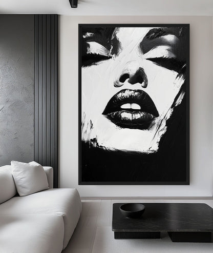 Black And White Abstract Female Canvas Print Detail | PaintFu