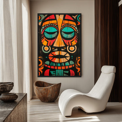 Mayan Mask Mexican Folk Art Digital Print - PaintFu