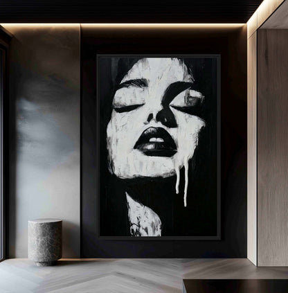 Black & White Woman Portrait Framed Canvas