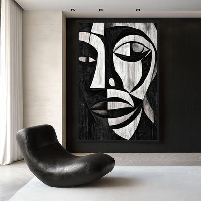African Abstract Art Black and White Digital Print