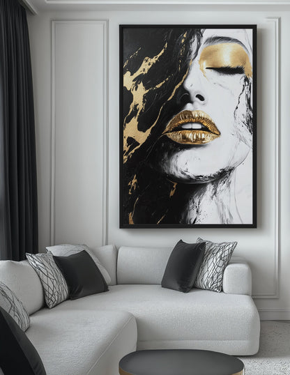 Woman Portrait Modern Art Canvas Print Detail | PaintFu